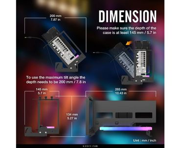 SOPORTE TARJETA GRAFICA VERTICAL PCIe 4.0 RGB NEGRO