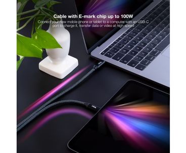 CABLE TYPE-C A TYPE-C USB 3.2 GRIS/NEGRO 1.5M NANOCABLE