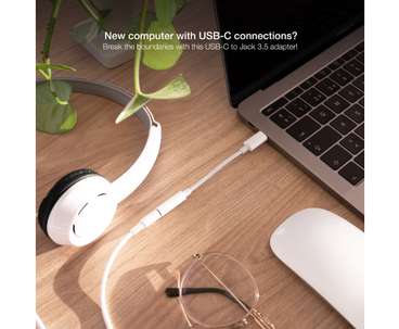 CABLE ADAPTADOR AUDIO USB-C/M A JACK 3.5/H 11CM BLANCO NANOCABLE
