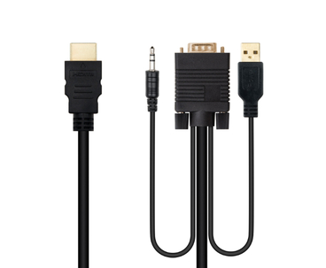 CONVERSOR HDMI A VGA + AUDIO + USB 1.8 M NEGRO NANOCABLE