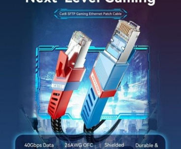 CABLE DE RED LATIGUILLO RJ45 CAT.8 SFTP AWG26 1 M NEGRO VENTION