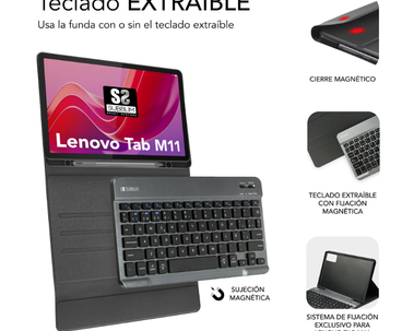 FUNDA + TECLADO TABLET KEYTAB PRO BT LENOVO M11 11" NEGRO SUBBLIM
