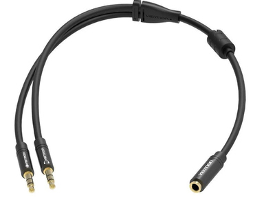 CABLE AUDIO ESTEREO 2xJACK 3.5/M JACK 3.5/H 0.30 M NEGRO VENTION